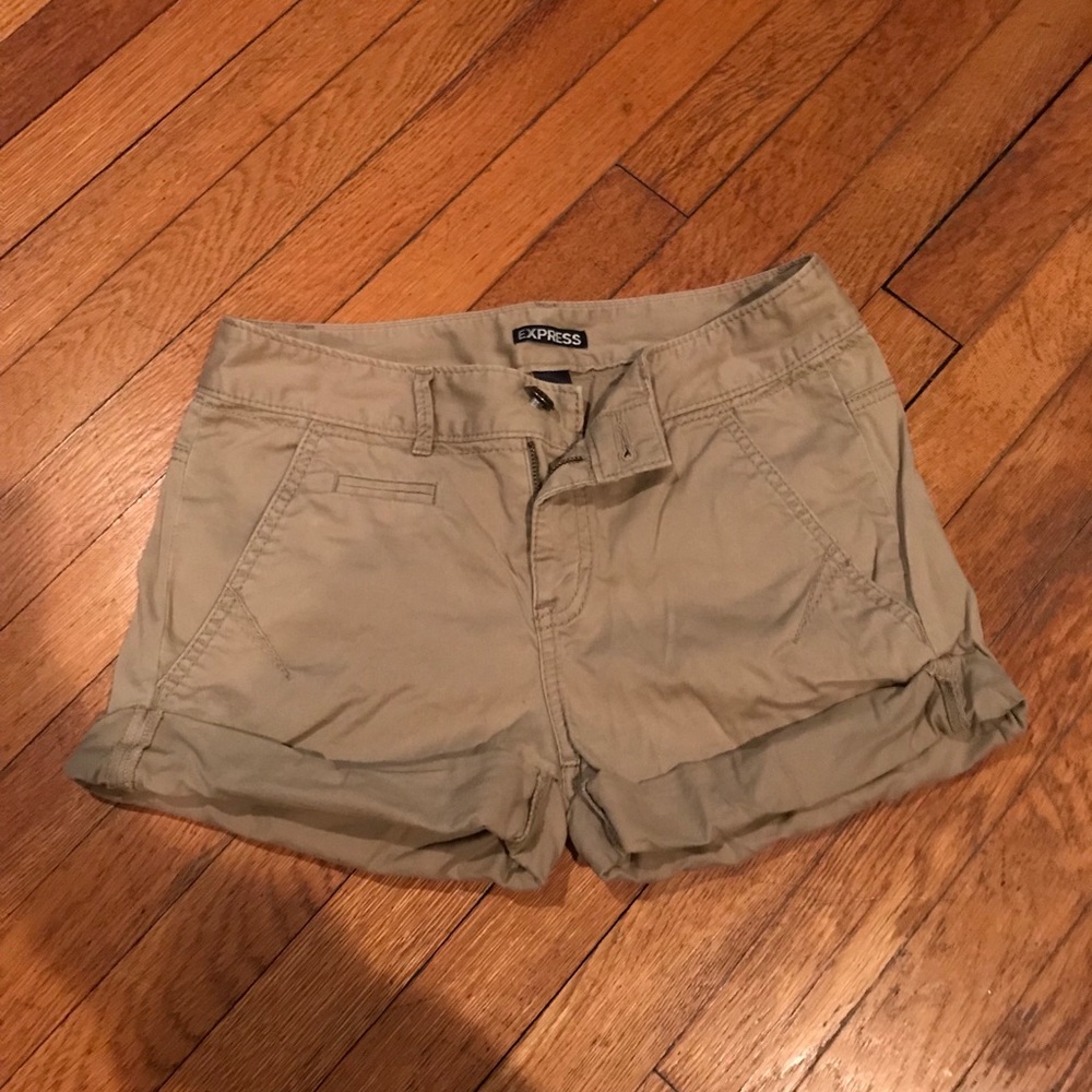 Express khaki rolled/folded hem safari short